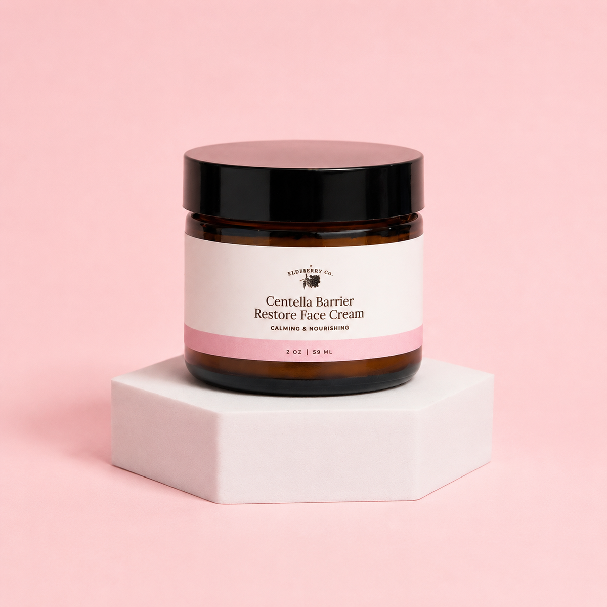 Jar of Centella Barrier Restore Face Cream on a pink background